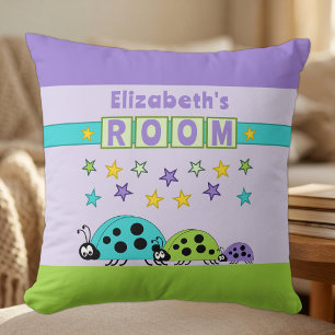 Coussin Chambre d'enfant coccinelles ajoutez un nom violet