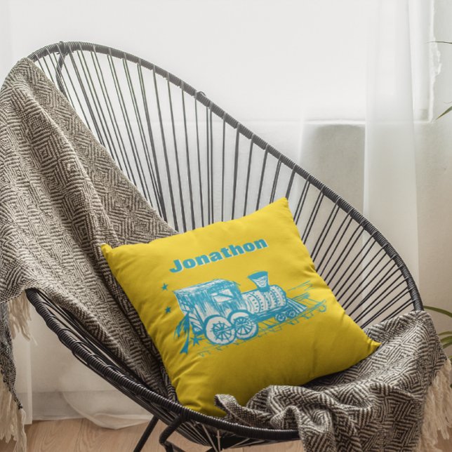 Coussin Chambre pour garçon personnalisée YELLOW Choo Choo (Créateur téléchargé)