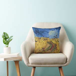 Coussin Champ de blé avec corbeaux par Van Gogh