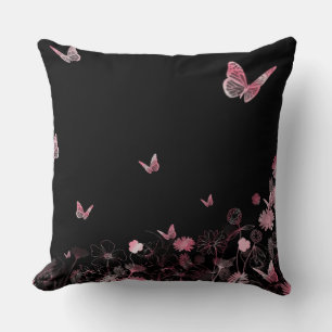 Coussin Champ de fleurs avec papillons