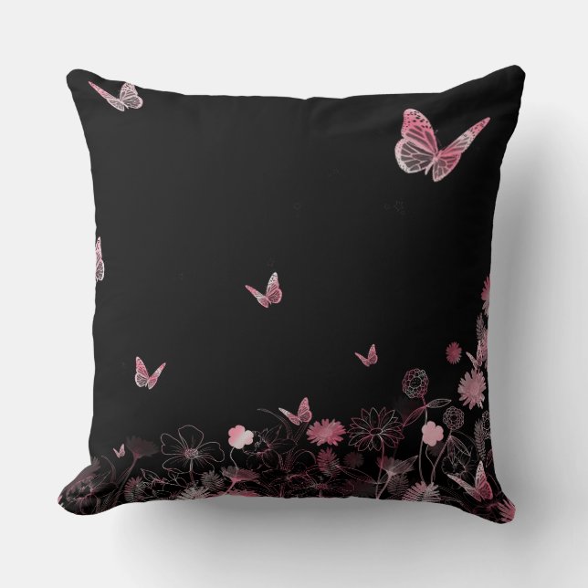 Coussin Champ de fleurs avec papillons (Recto)