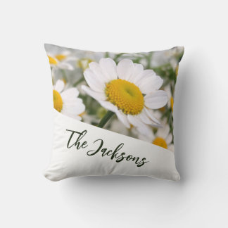 Coussin Champ de marguerite Nom Customisé/Message Décor