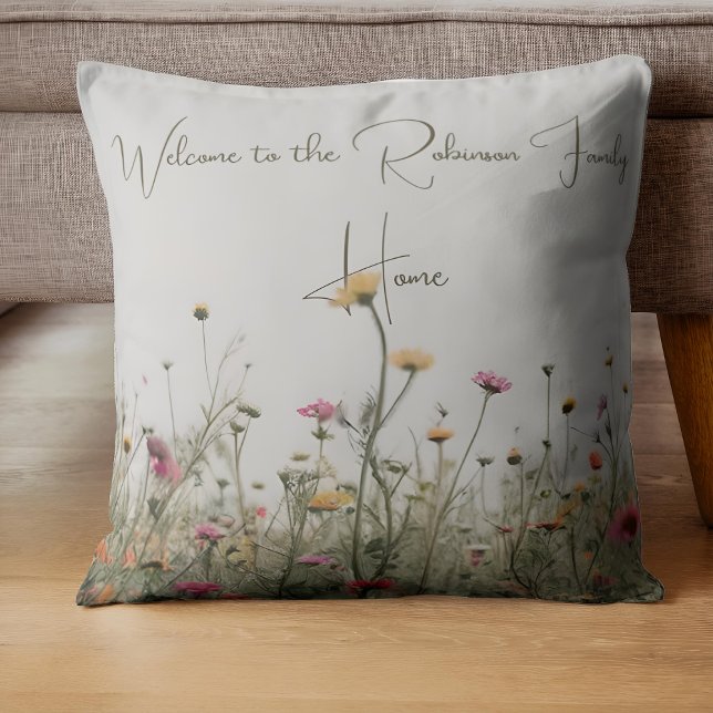 Coussin Champ fleur sauvage Pays Famille Accueil Personnal (Créateur téléchargé)