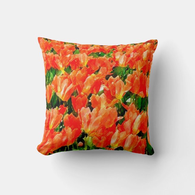 Coussin Champ orange de tulipes (Recto)