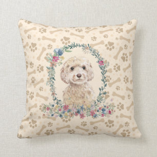 Coussin Champagne Cockapoo Chien Empreinte de patte & Cute
