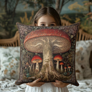 Coussin Champignon Rouge Tacheté de la Forêt Cottagecore R