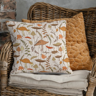 Coussin Champignons et Feuilles d'automne - motif sans sou