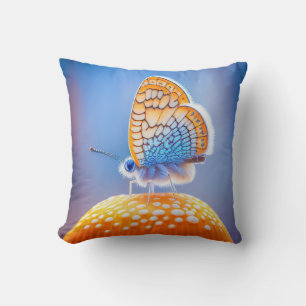Coussin Champignons papillons Calme Nature paisible