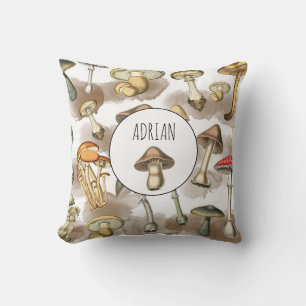 Coussin Champignons vintages de Forêt Rustique
