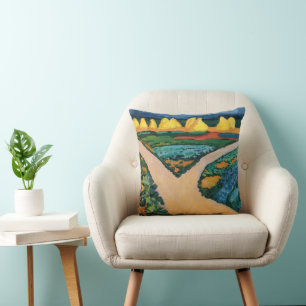 Coussin Champs de légumes par August Macke, Art Vintage