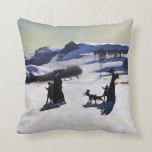 Coussin Champs de neige par un cadeau américain de Noël