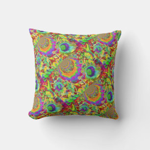 Coussin Champs de tournesol d'aquarelle rétro élégant