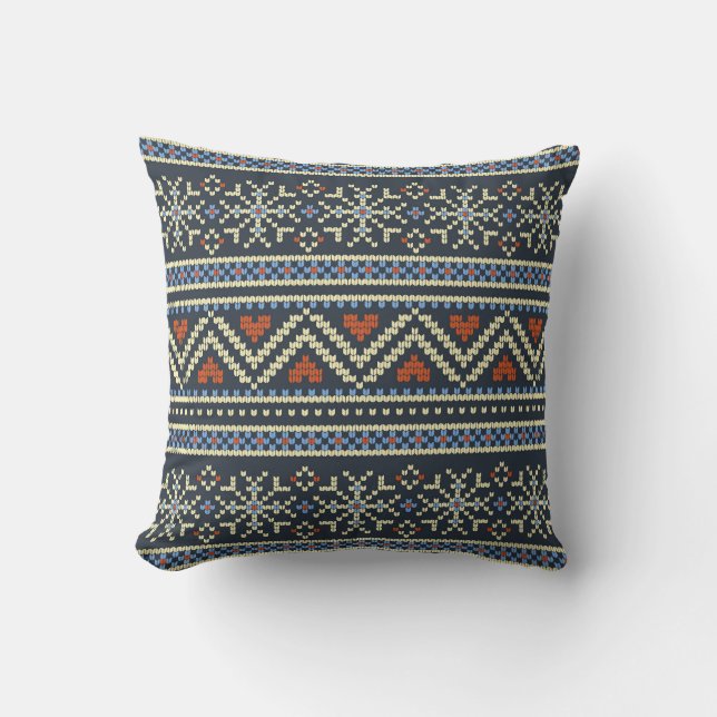 Coussin Chandail de Noël nupti motif de style nordique (Recto)