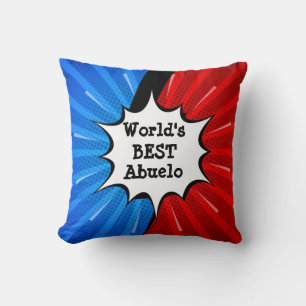 Coussin Changer de nom Worlds Best Abuelo Red Blue Comic
