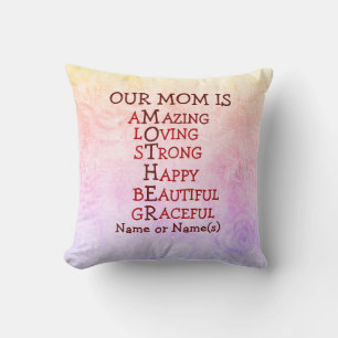 Coussin Changer le texte, Notre maman est MAMAN Mots, Ajou