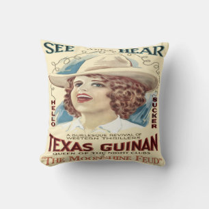 Coussin Chanteur vintage Western Cowgirl Texas Guinan