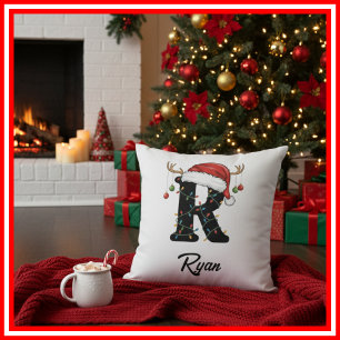 Coussin Chapeau de Santa en bois de cerf de Noël de famill
