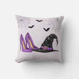 Coussin Chapeau de sorcière et chaussures violettes Hallow