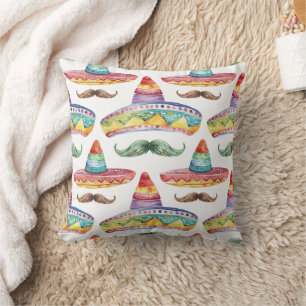 Coussin Chapeaux de Cinco de Mayo Moustache Rouge Vert