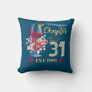 Coussin Chapter 31 Years EST 1991 31st Birthday Red Rose