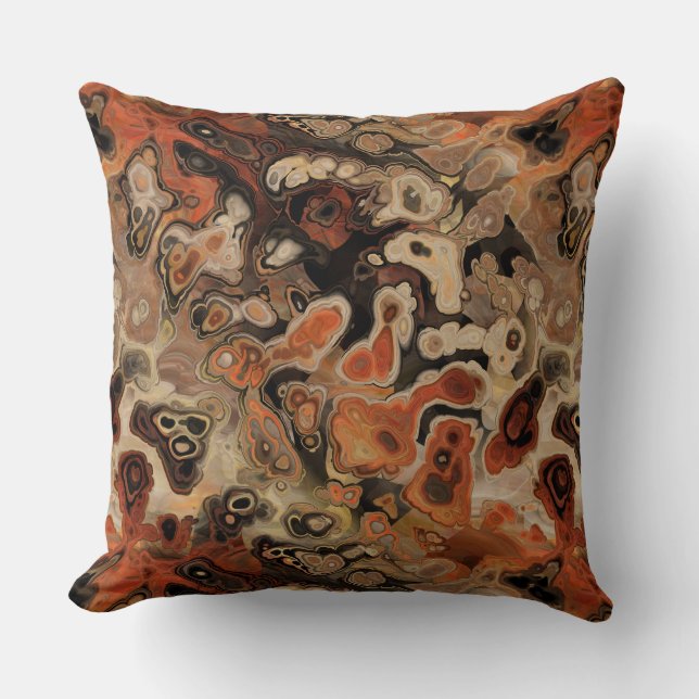 Coussin Charbon et rouille abstrait (Recto)