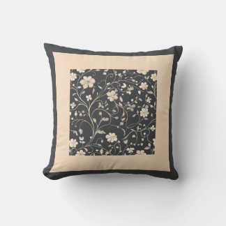 Coussin Charcoal and beige floral