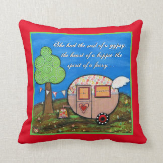 Coussin Chariot gitan, art de campeur, âme de gitan