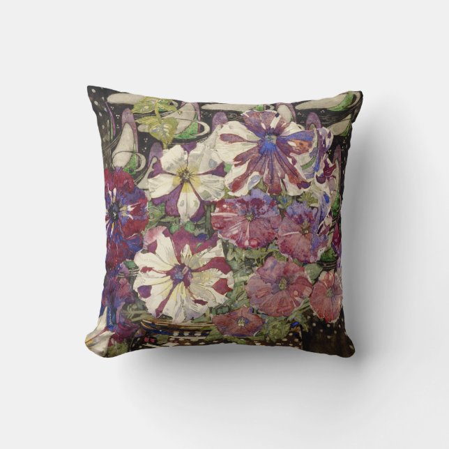 Coussin Charles Rennie Mackintosh - Petunias (Recto)