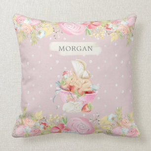 Coussin charmant jardin charmant de fée bébé monogramme en