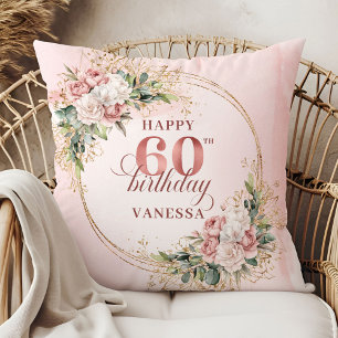 Coussin Charmant Rose Gold Eucalyptus Floral 60e anniversa