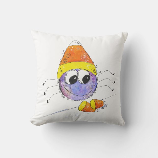 Coussin Charme blanc bonbon araignée de maïs (Recto)