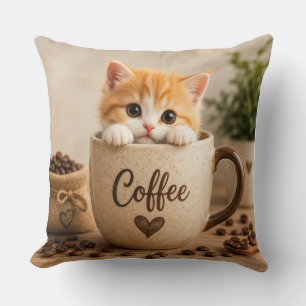 Coussin Charme de chaton dans une tasse de café