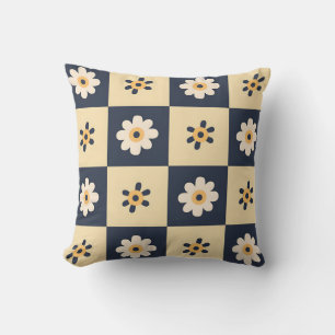 Coussin Charming Daisy À damiers Motif