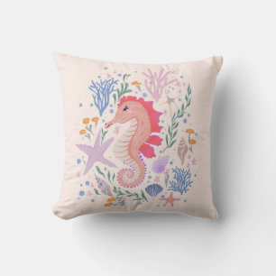 Coussin Charming Seahorse et Coral Reef