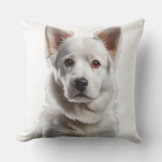 Coussin Charming White Shepherd Puppy Portrait (Recto)