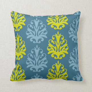 Coussin Chartreuse ardoise bleu turquoise damassé