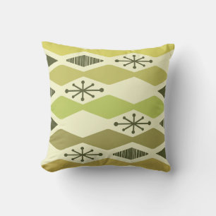 Coussin Chartreuse géométrique de l'ère atomique