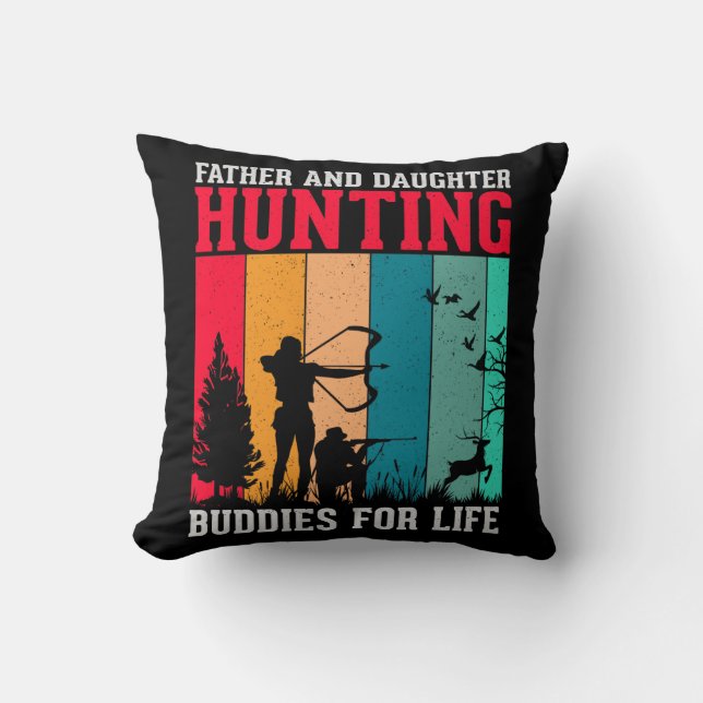 Coussin Chasse aux cerfs père et fille (Recto)