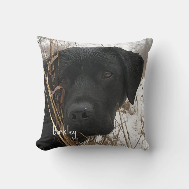 Coussin Chasse de fin de saison - Black Lab - Labrador (Recto)