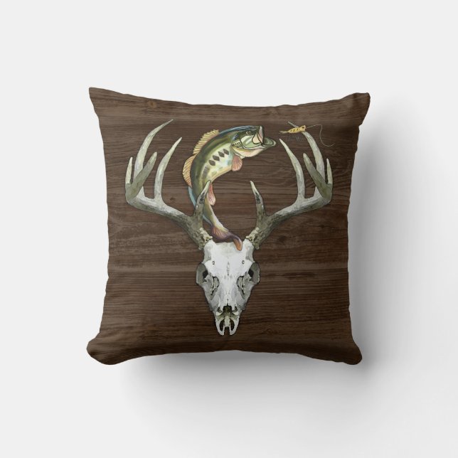 Coussin Chasse Rustique Antlers Pêche (Recto)