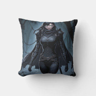 Coussin Chasseur de monstre en tenue noire Anime Girl