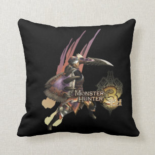 Coussin Chasseur féminin avec l'épée et le bouclier,