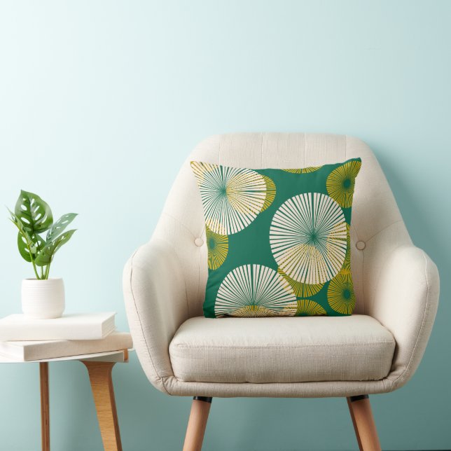 Coussin Chasseur Vert Turquoise moutarde Jaune Or Abstrait (Chaise)
