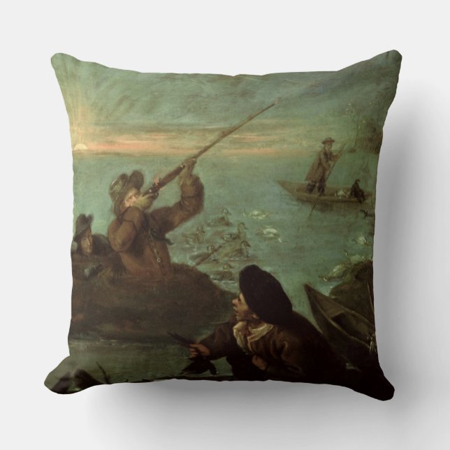 Coussin Chasseurs tirant aux canards (huile sur la toile) (Recto)