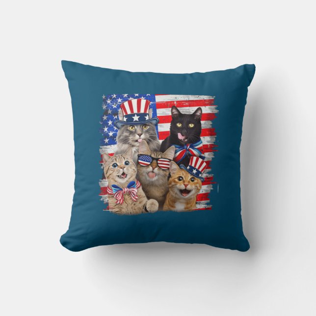 Coussin Chat 4 juillet Freedom Joue le drapeau américain (Recto)
