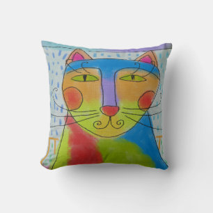 Coussin Chat Abstrait coloré