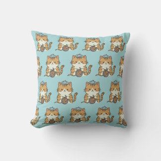 Coussin Chat amateur de crochet Charme graphique accent bl