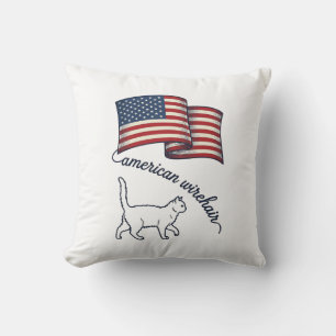 Coussin Chat américain à poil dur patriotique Design vinta