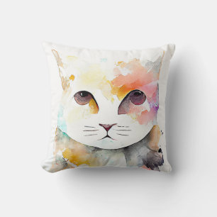 Coussin Chat Animaux Animaux Nature Aquarelle Peinture Art
