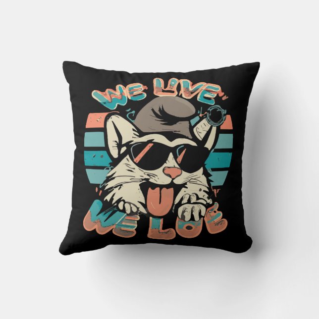 Coussin Chat au Schtroumpf - Nous vivons Nous aimons (Verso)